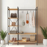 Mobitopya Nilamu Elbise Dolabı | Metal Gövdeli Açık Askılık & Organizer Dolap 130×170×34 cm