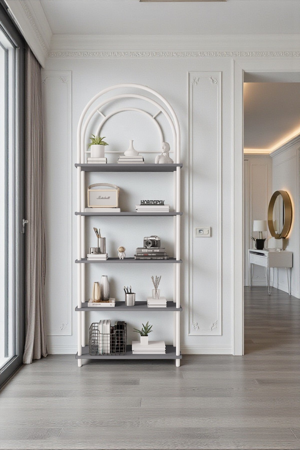 Mobitopya Çevir Kur Bohem Kitaplık | Çok Amaçlı 5 Raflı Dekoratif Dolap 199X71X29 cm