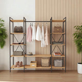 Mobitopya Nilamu Elbise Dolabı | Metal Gövdeli Açık Askılık & Organizer Dolap 175X170*34 cm