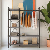 Mobitopya Nilamu Elbise Dolabı | Metal Gövdeli Açık Askılık & Organizer Dolap 130×170×34 cm