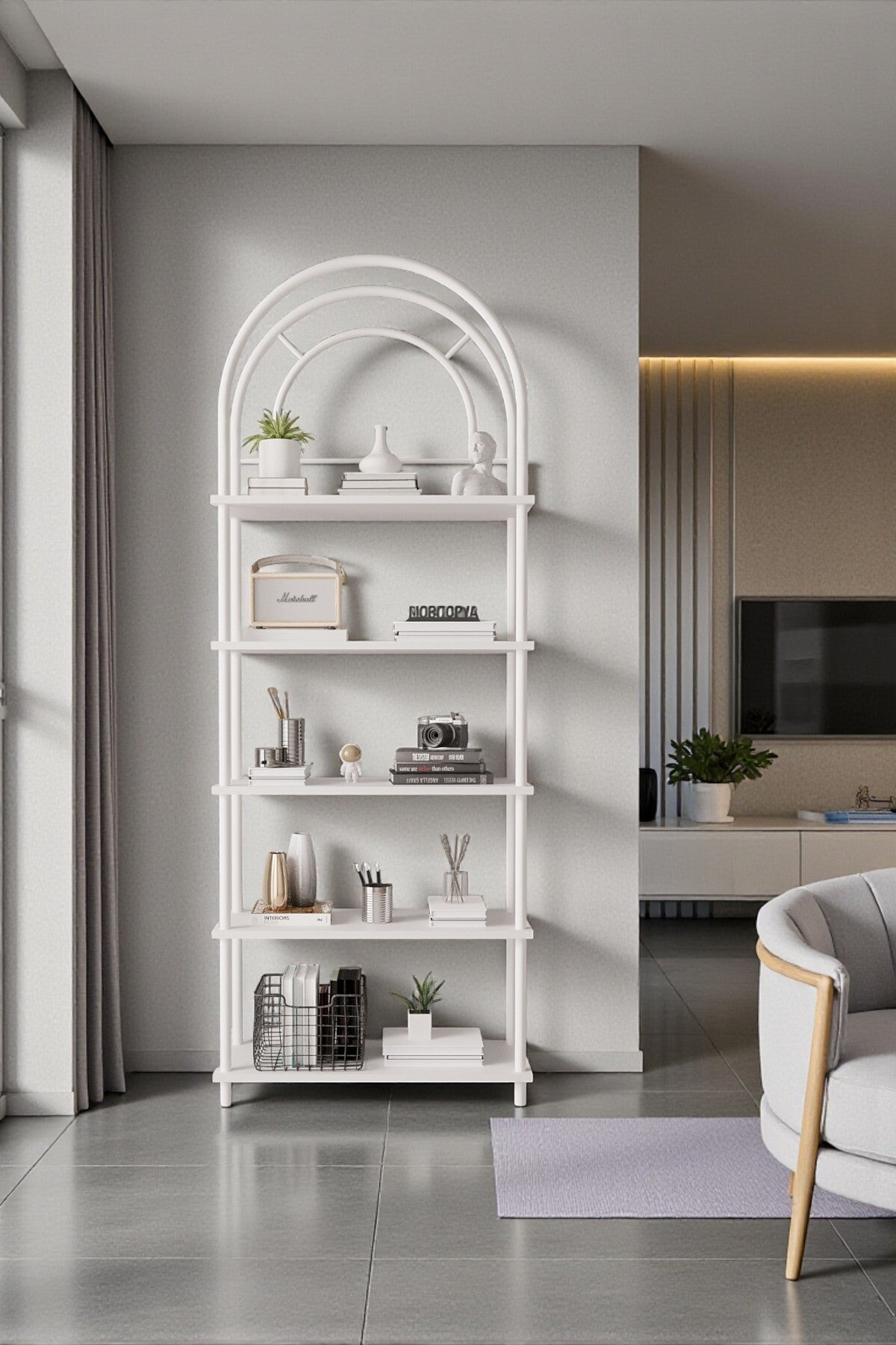 Mobitopya Çevir Kur Bohem Kitaplık | Çok Amaçlı 5 Raflı Dekoratif Dolap 199X71X29 cm