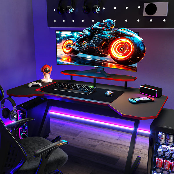 Mobitopya Profesyonel Oyuncu Masası - Rgb Ledli̇ - Bilgisayar Masası - Gamer - Çalışma Masası - 140X75*70 cm