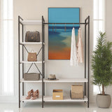 Mobitopya Nilamu Elbise Dolabı | Metal Gövdeli Açık Askılık & Organizer Dolap 130×170×34 cm