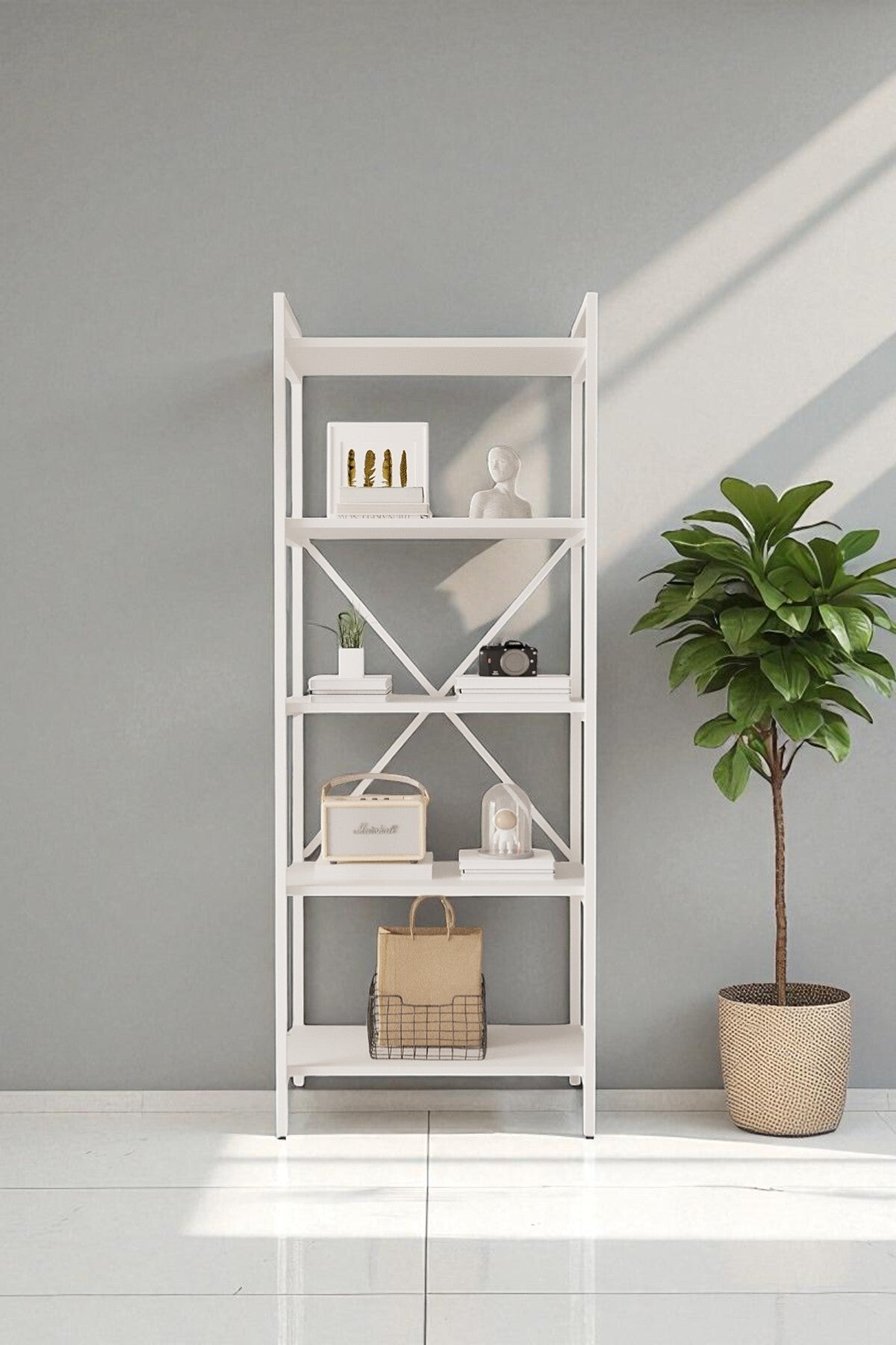 Mobitopya Nilamu 65 cm Kitaplık Metal Aksamlı Organizer Ofis Ev 65X170*34 cm