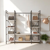 Mobitopya Nilamu Elbise Dolabı | Metal Gövdeli Açık Askılık & Organizer Dolap 175X170*34 cm