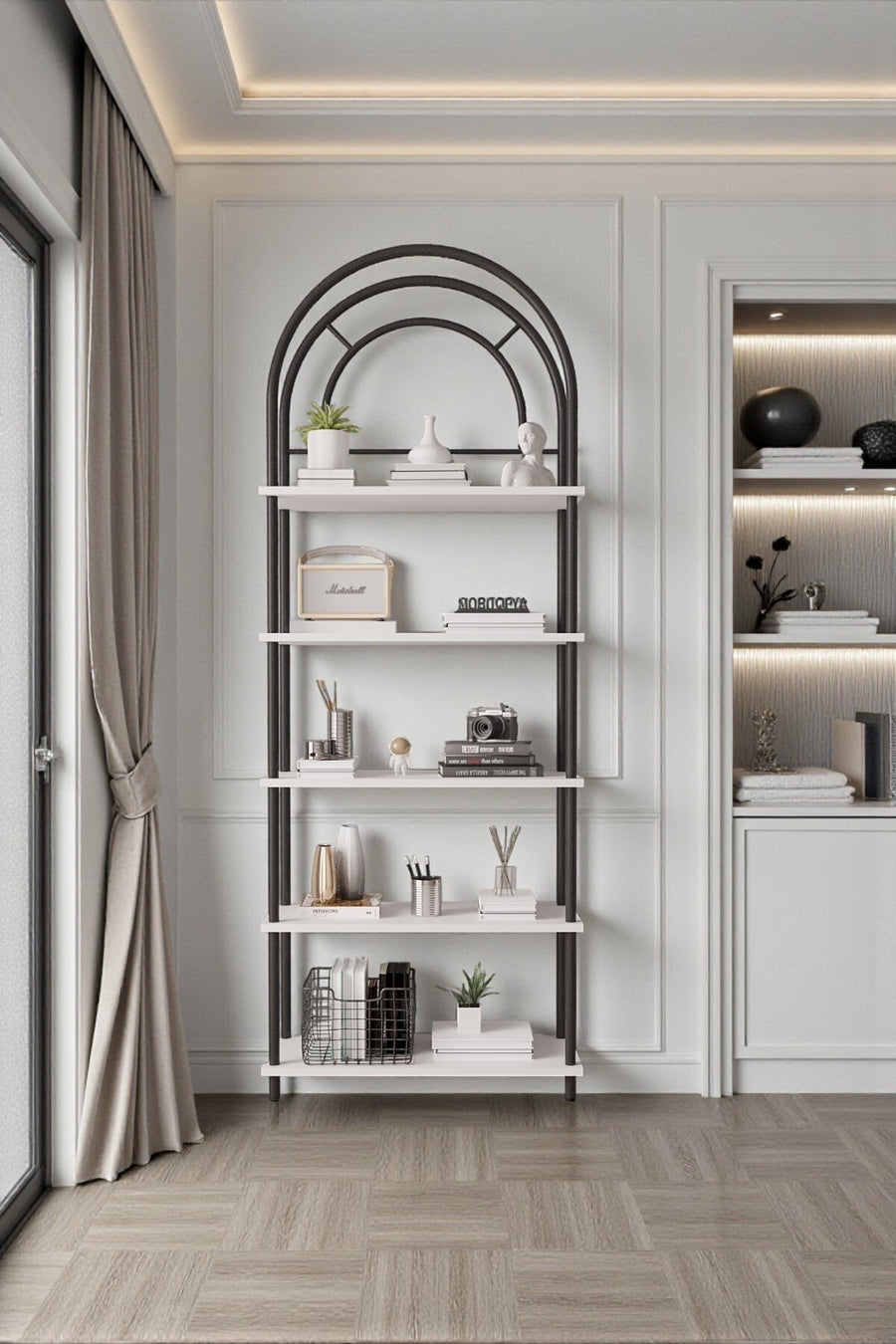 Mobitopya Çevir Kur Bohem Kitaplık (199×71×29 cm) - Beyaz