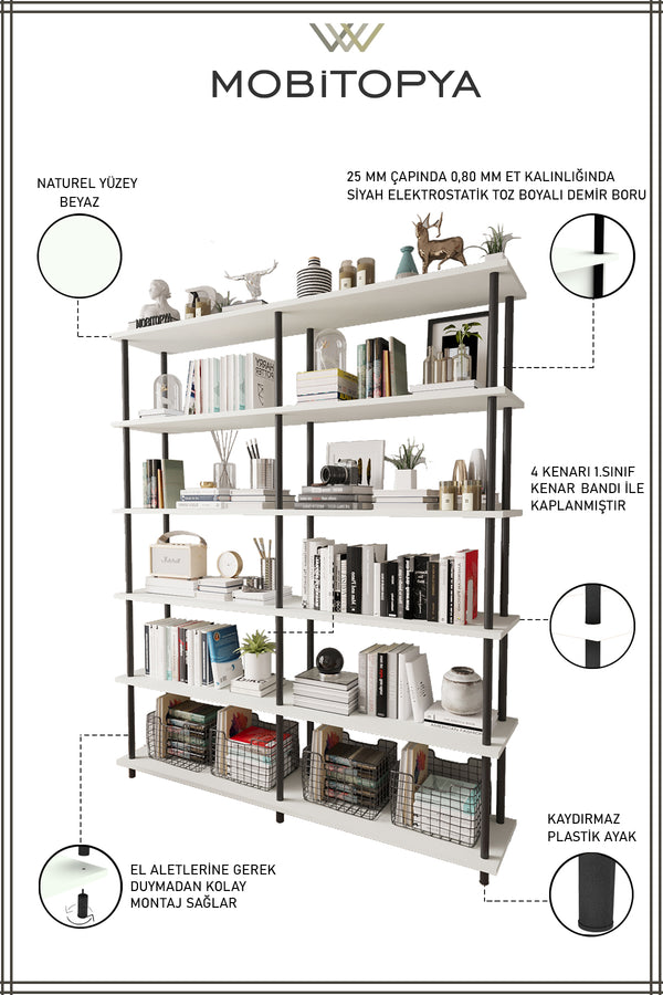 Mobitopya Çevir Kur 150 cm Kitaplık (150×170×29 cm)