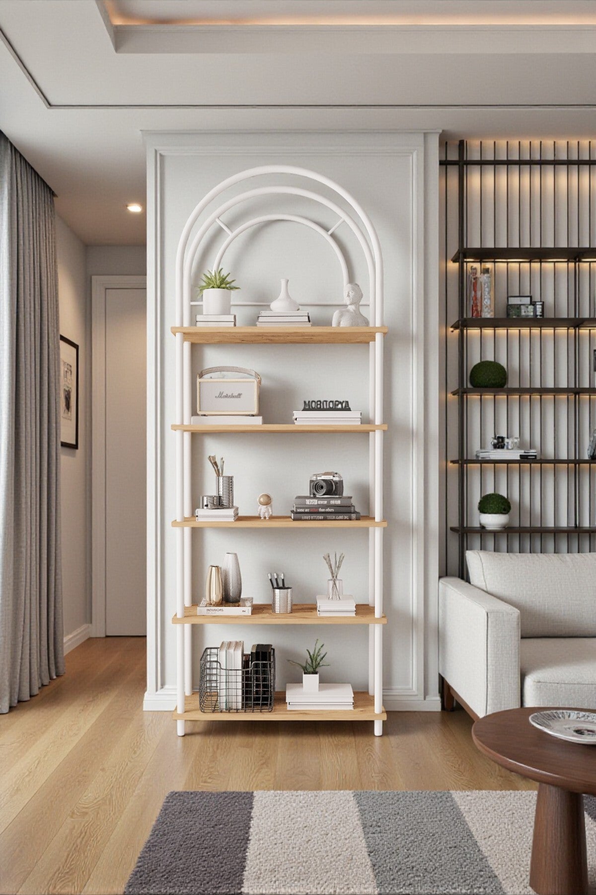 Mobitopya Çevir Kur Bohem Kitaplık | Çok Amaçlı 5 Raflı Dekoratif Dolap 199X71X29 cm