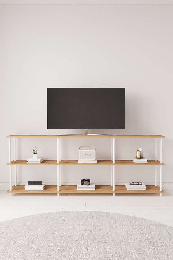 Mobitopya Çevir Kur 200 cm Raflı TV Sehpası (200×71×29 cm)