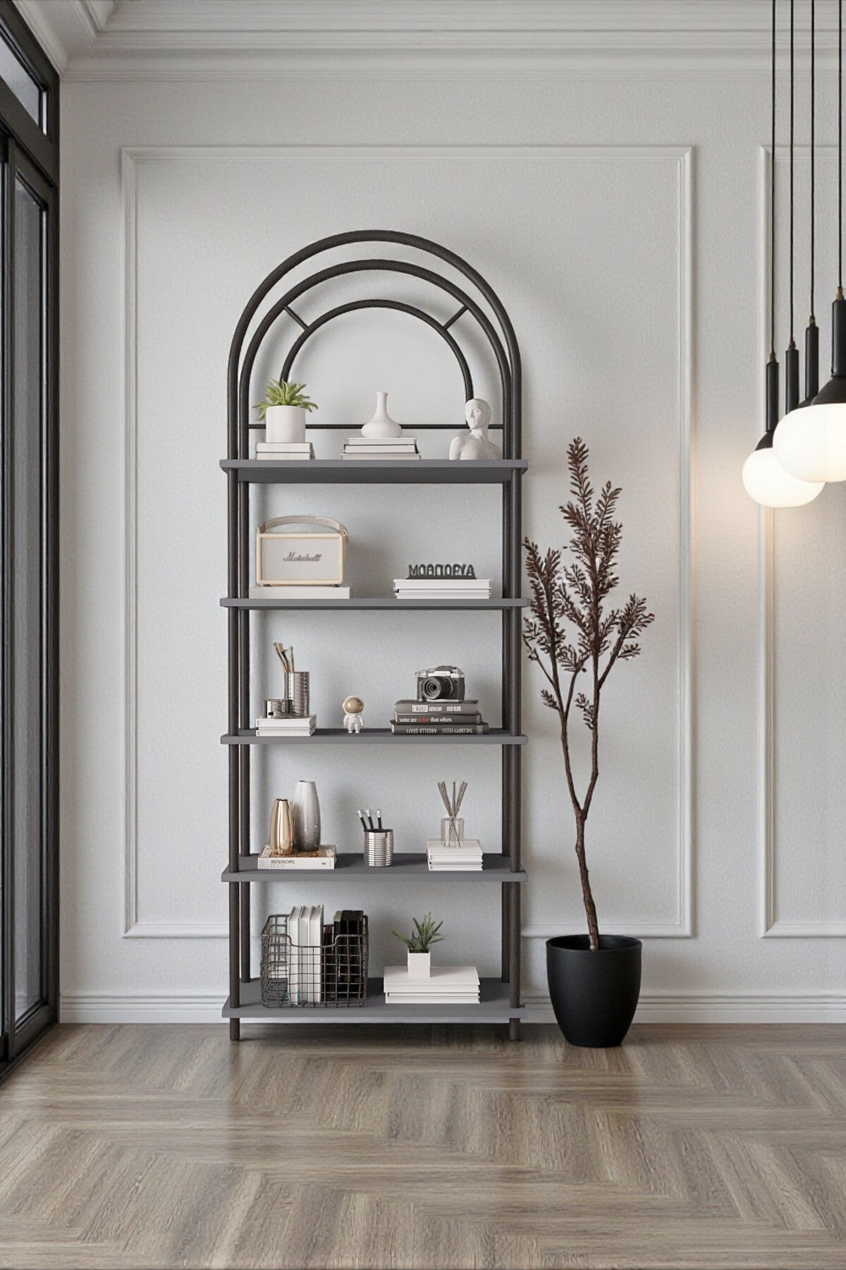 Mobitopya Çevir Kur Bohem Kitaplık | Çok Amaçlı 5 Raflı Dekoratif Dolap 199X71X29 cm