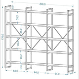 Mobitopya Nilamu 200 cm Kitaplık (200×170×34 cm)