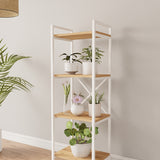 Mobitopya Nilamu Saksılık | 4 Raflı Metal Aksamlı Organizer | Ofis Ev Dekoratif 45×135×30 cm