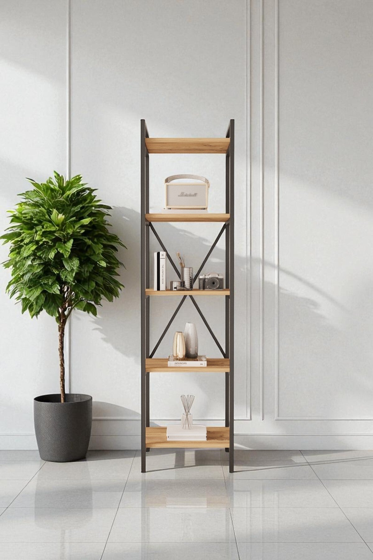 Mobitopya Nilamu 45 cm Kitaplık Metal Aksamlı Organizer Ofis 45X170*34