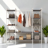 Mobitopya Nilamu Elbise Dolabı | Metal Gövdeli Açık Askılık & Organizer Dolap 175X170*34 cm