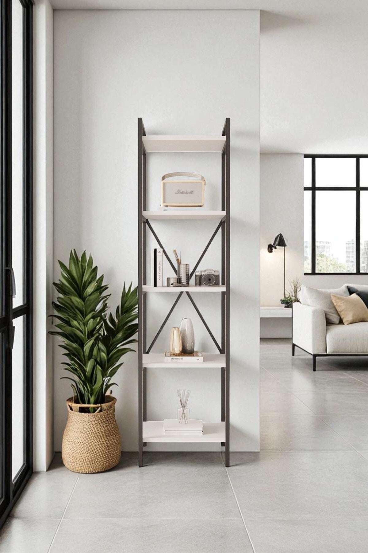 Mobitopya Nilamu 45 cm Kitaplık Metal Aksamlı Organizer Ofis 45X170*34