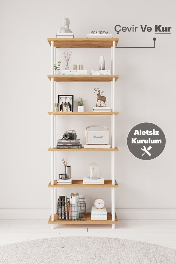 Mobitopya Çevir Kur 65 cm Kitaplık (65×177×29 cm)