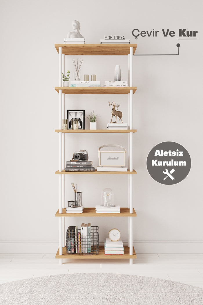 Mobitopya Çevir Kur 65 cm Kitaplık (65×177×29 cm)