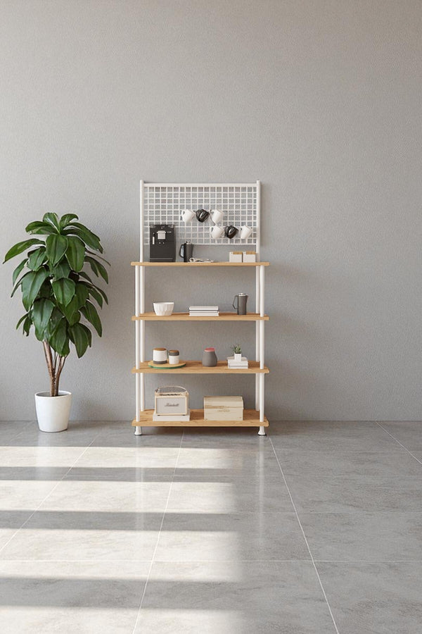 Mobitopya Çevir Kur 4 Raflı Kahve Köşesi Dolabı (71×167×35 cm)