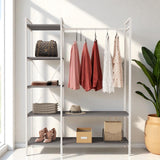 Mobitopya Nilamu Elbise Dolabı | Metal Gövdeli Açık Askılık & Organizer Dolap 130×170×34 cm