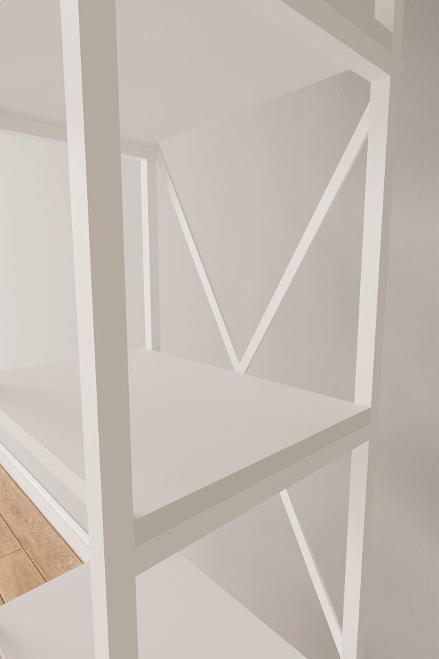 Mobitopya Nilamu Elbise Dolabı | Metal Gövdeli Açık Askılık & Organizer Dolap 130×170×34 Cm Beyaz - Beyaz Demir