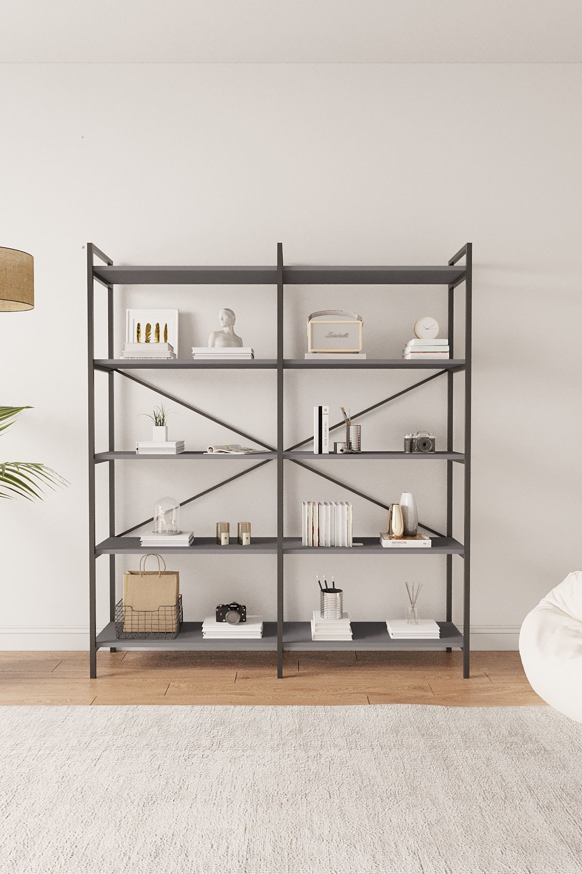 Mobitopya Nilamu Beyaz 150 Cm Kitaplık / Organizer / Ofis / Ev / 5 Raflı Kitaplık/ 150*170*34
