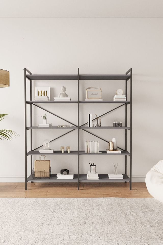 Mobitopya Nilamu Beyaz 150 Cm Kitaplık / Organizer / Ofis / Ev / 5 Raflı Kitaplık/ 150*170*34