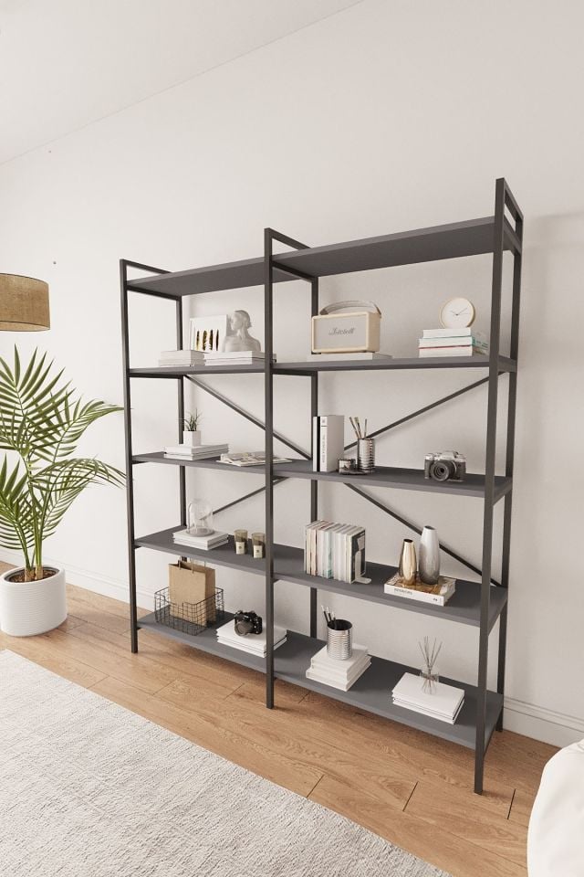Mobitopya Nilamu Beyaz 150 Cm Kitaplık / Organizer / Ofis / Ev / 5 Raflı Kitaplık/ 150*170*34