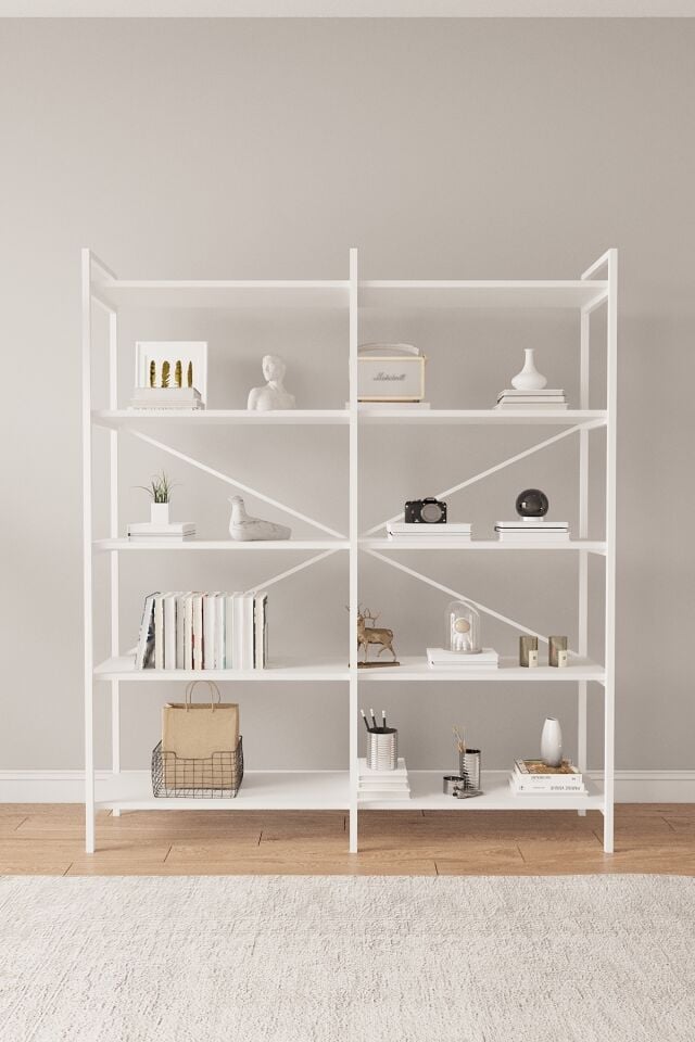 Mobitopya Nilamu 5 Raflı Kitaplık | Ofis & Ev Için Organizer Raf Ünitesi 150×170×34 Cm Beyaz
