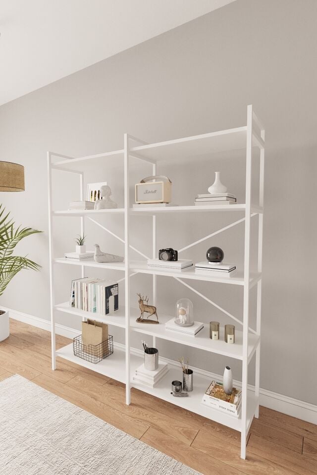Mobitopya Nilamu 5 Raflı Kitaplık | Ofis & Ev Için Organizer Raf Ünitesi 150×170×34 Cm Beyaz