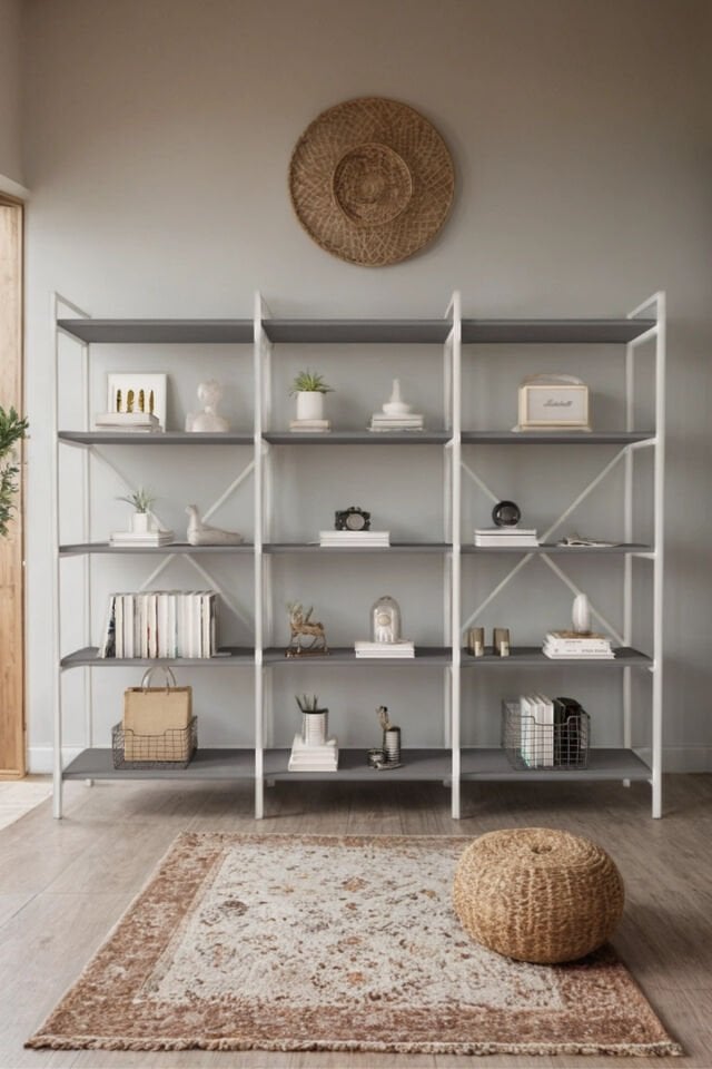 Mobitopya 200 Cm Kitaplık | Metal Gövde. Açık Raflı Organizer Ve Düzenleyici Antrasit - Beyaz Demir