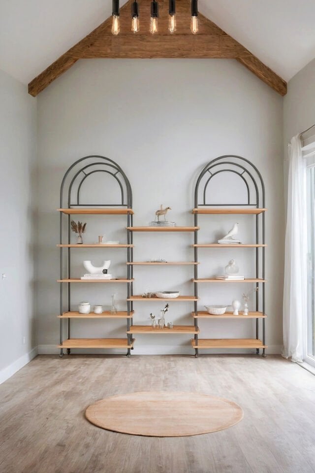 Mobitopya Nilamu Çevir Kur Bohem Kitaplık | Çok Amaçlı Dekoratif Dolap & Raf 199x203x29 Atlantik Çam - Siyah Demir