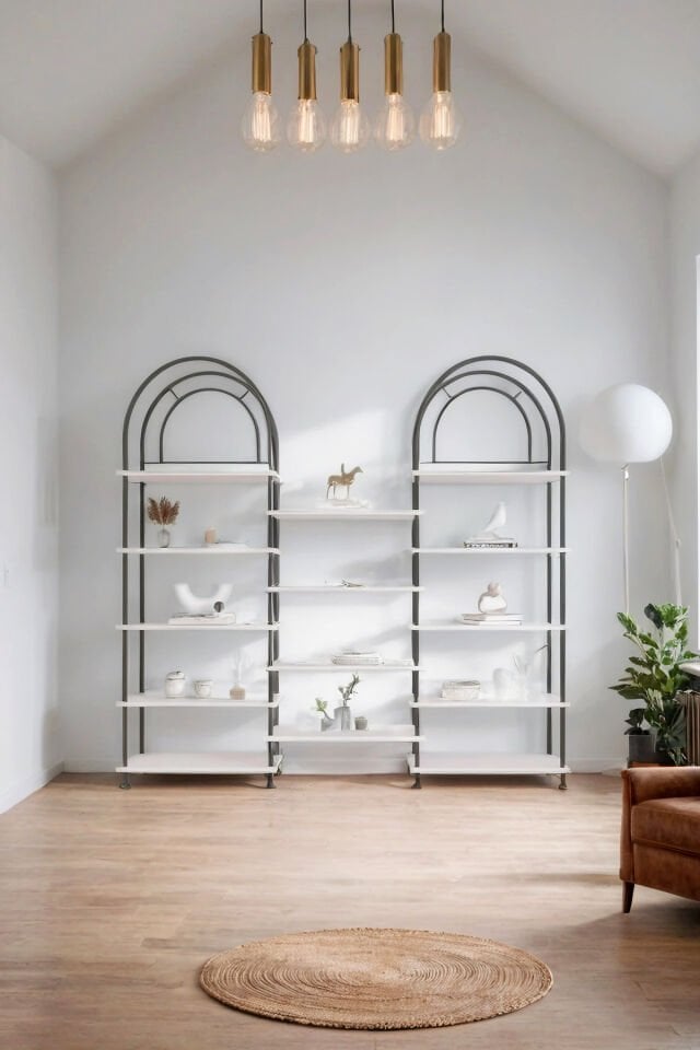 Mobitopya Nilamu Çevir Kur Bohem Kitaplık | Çok Amaçlı Dekoratif Dolap & Raf 199x203x29 Beyaz - Siyah Demir