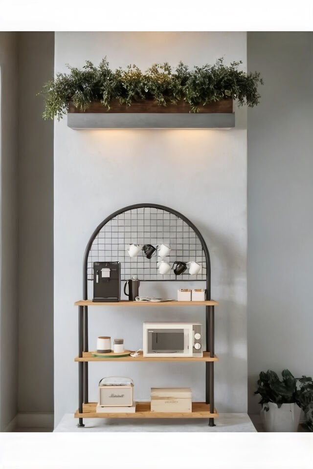 Mobitopya Çevir Kur Çok Amaçlı Kahve Köşesi Dolabı | 3 Raflı Mutfak Standı & Düzenleyici Dolap 71x134x35 cm Atlantik Çam - Siyah Demir