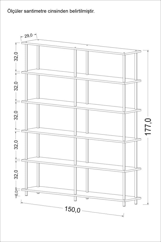 Mobitopya Çevir Kur 150 Cm Kitaplık | Organizer , Ofis , Ev , 5 Raflı Kitaplık 150x177x29 cm Beyaz