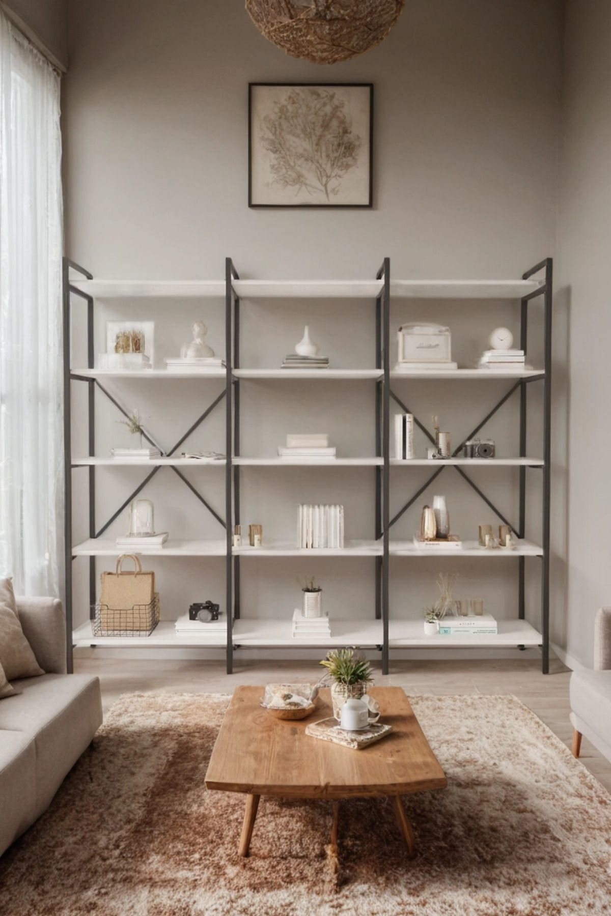Nilamu 200 Cm Kitaplık | Metal Gövde. Açık Raflı Organizer Ve Düzenleyici Beyaz