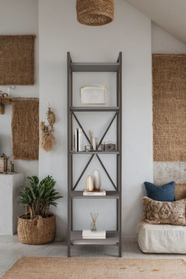 Mobitopya Nilamu 45 cm Metal Aksamlı Kitaplık | Ofis & Ev İçin Dekoratif Organizer Raf Sistemi 45x170x34 cm Antrasit - Siyah Demir