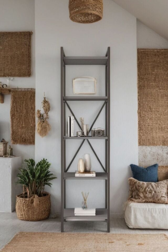 Mobitopya Nilamu 45 cm Metal Aksamlı Kitaplık | Ofis & Ev İçin Dekoratif Organizer Raf Sistemi 45x170x34 cm Antrasit - Siyah Demir