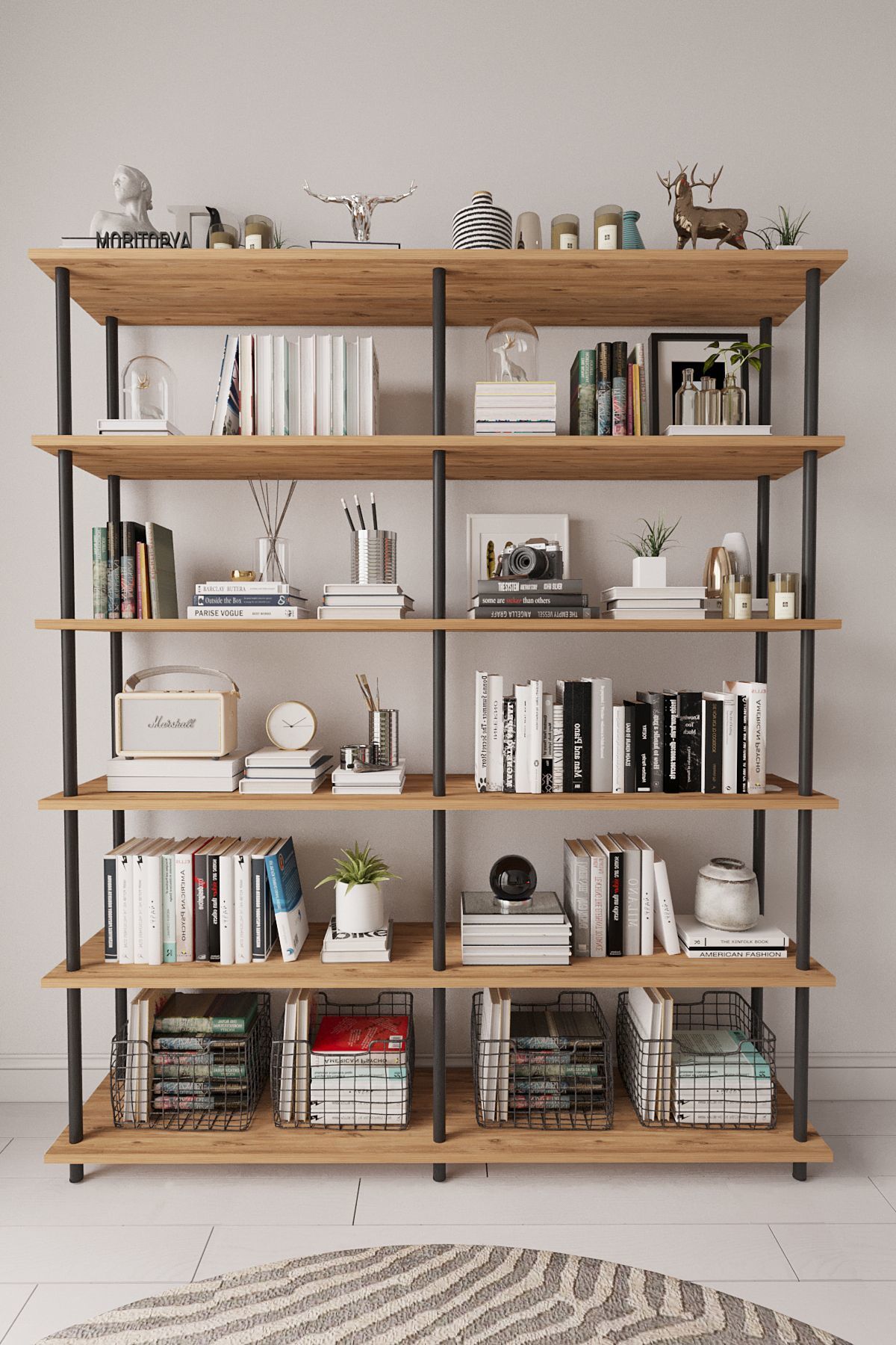 Mobitopya Çevir Kur 150 cm  Kitaplık | Modern, Fonksiyonel, Estetik Atlantik Çam