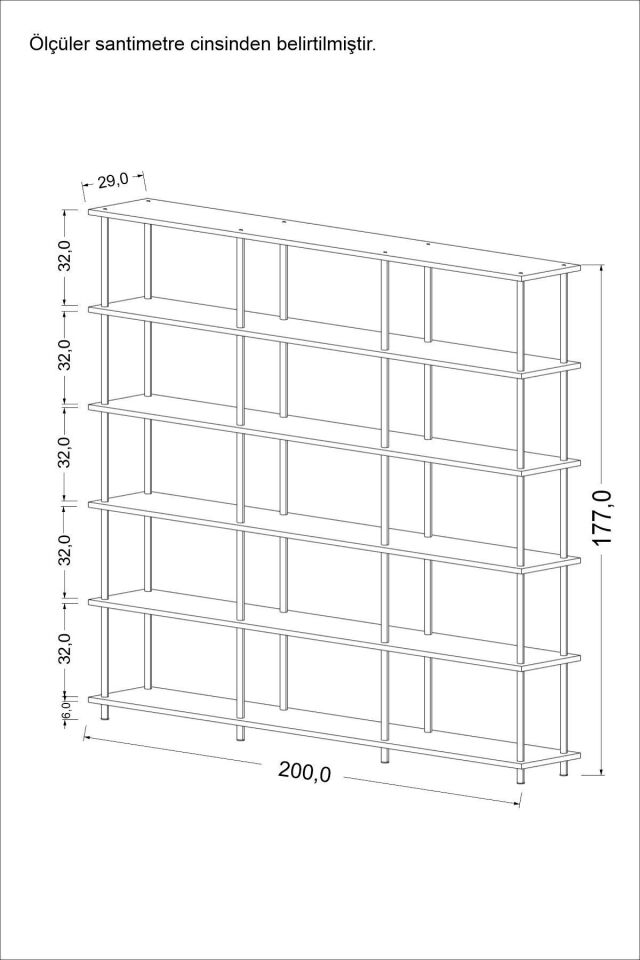 Mobitopya Çevir Kur 200 cm  Kitaplık | Modern, Fonksiyonel, Estetik Beyaz - Siyah Demir