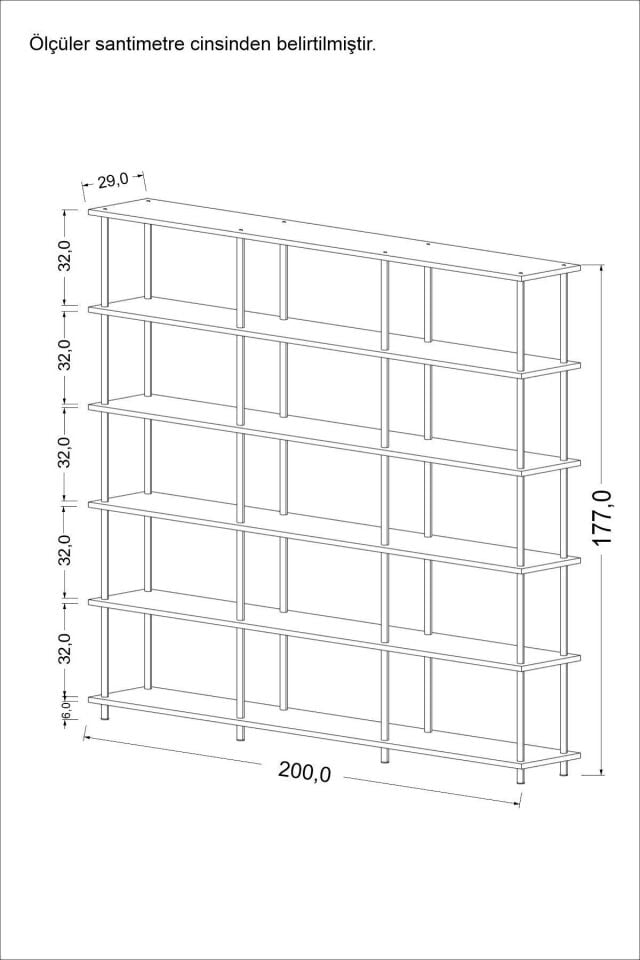 Mobitopya Çevir Kur 200 cm  Kitaplık | Modern, Fonksiyonel, Estetik Beyaz - Beyaz Demir