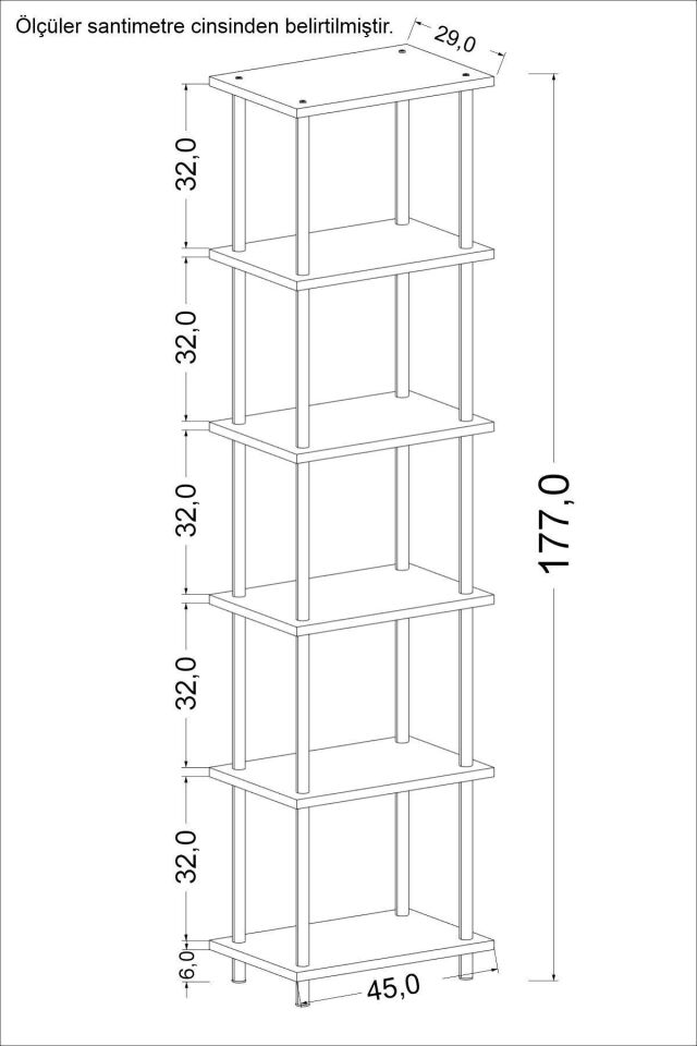 Mobitopya Çevir Kur 45 cm  Kitaplık | Modern, Fonksiyonel, Estetik Atlantik Çam - Siyah Demir