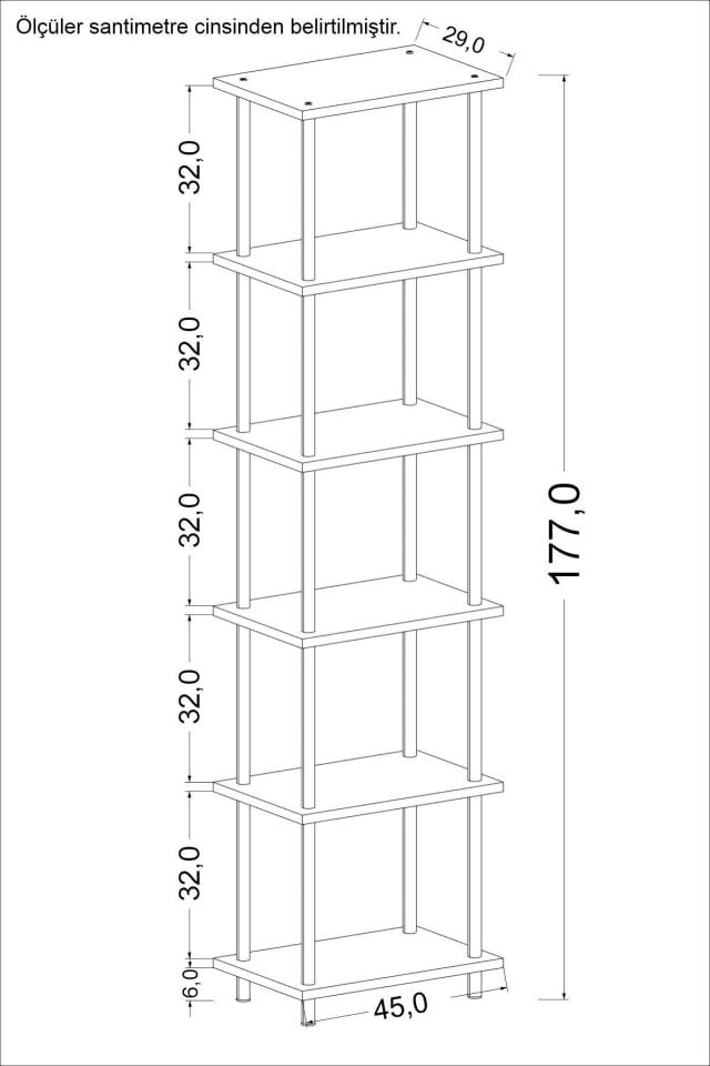 Mobitopya Çevir Kur 45 cm  Kitaplık | Modern, Fonksiyonel, Estetik Antrasit - Siyah Demir