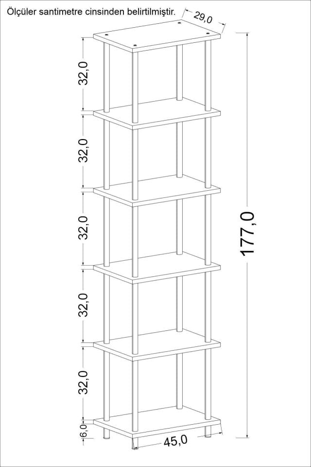 Mobitopya Çevir Kur 45 cm  Kitaplık | Modern, Fonksiyonel, Estetik Antrasit - Beyaz Demir