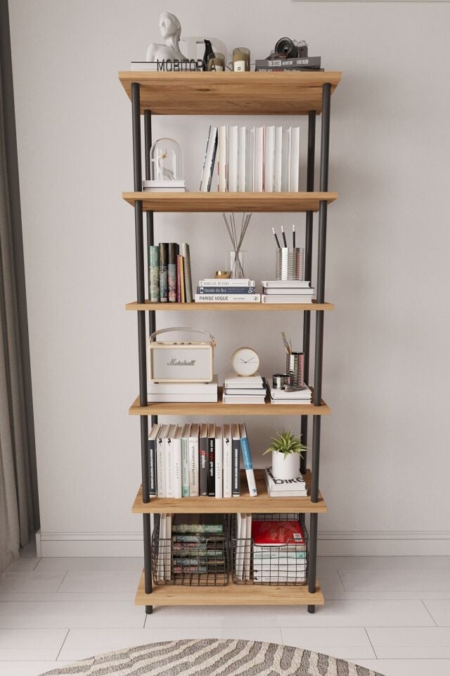 Mobitopya Çevir Kur   65 cm  Kitaplık | Modern, Fonksiyonel, Estetik Atlantik Çam