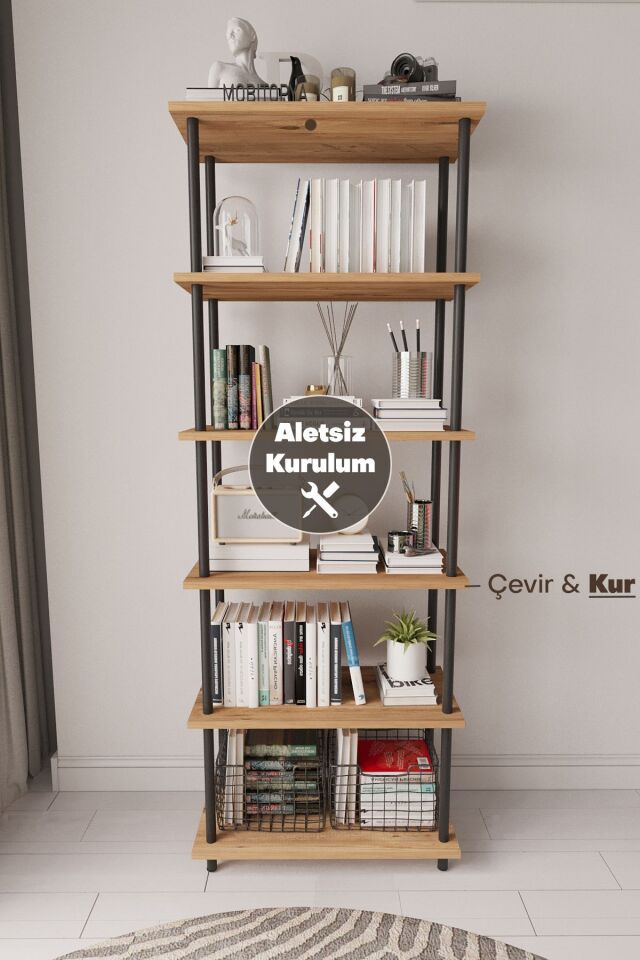 Mobitopya Çevir Kur   65 cm  Kitapık | Modern, Fonksiyonel, Estetik Atlantik Çam