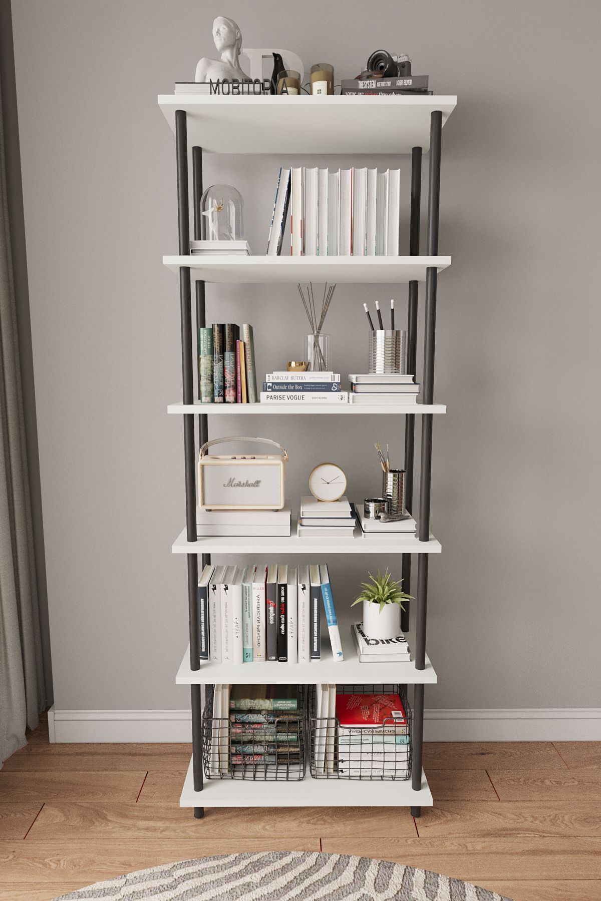 Mobitopya Çevir Kur   65 cm  Kitaplık | Modern, Fonksiyonel, Estetik Beyaz