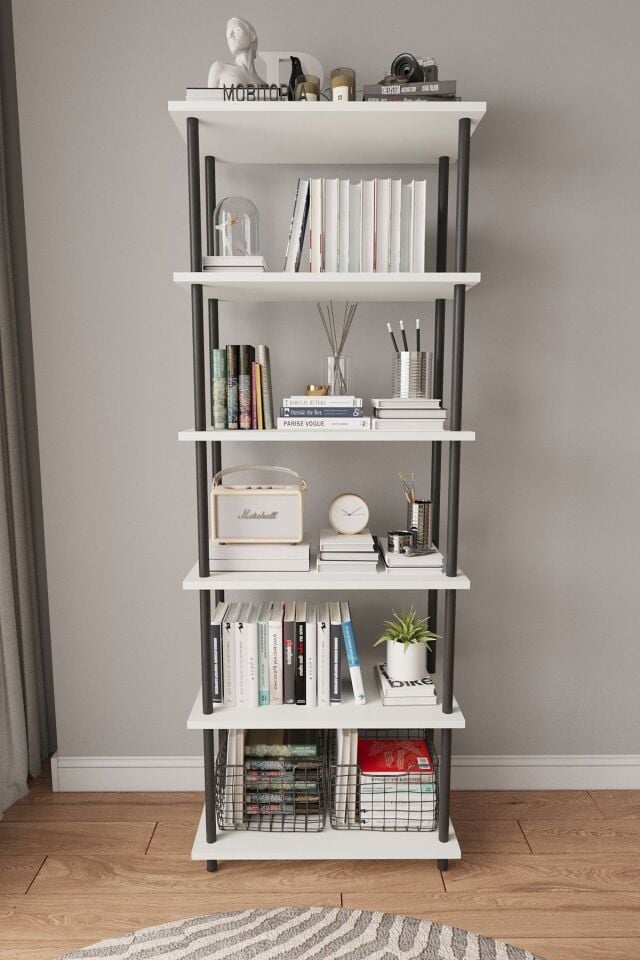 Mobitopya Çevir Kur   65 cm  Kitapık | Modern, Fonksiyonel, Estetik Beyaz