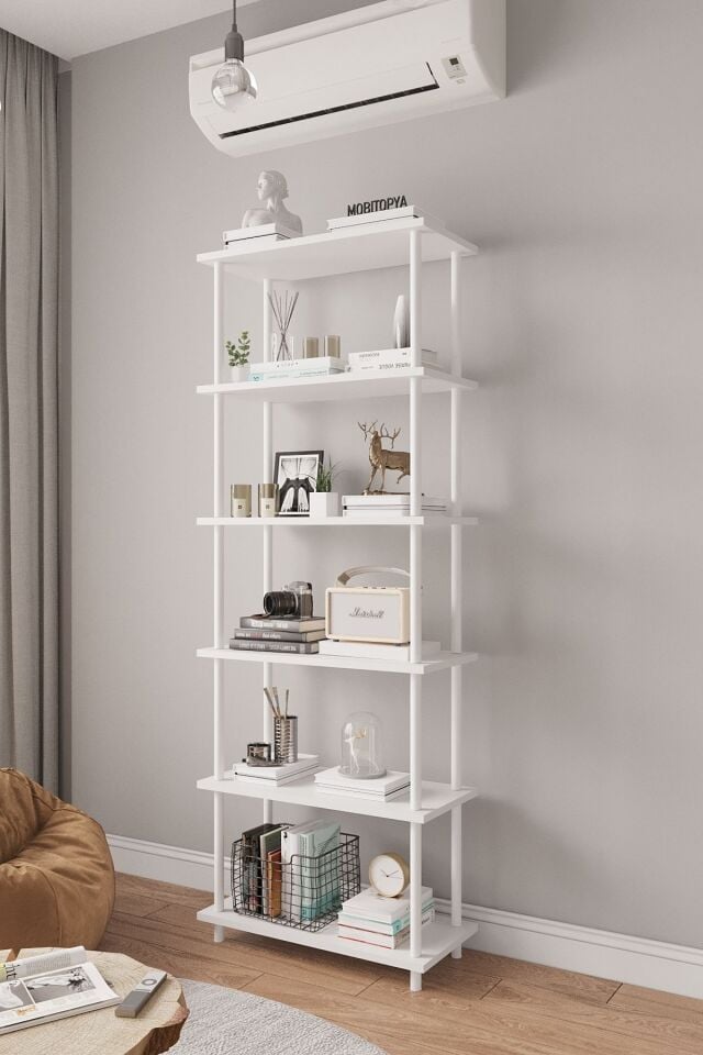 Mobitopya Çevir Kur   65 cm  Kitaplık | Modern, Fonksiyonel, Estetik Beyaz - Beyaz Demir