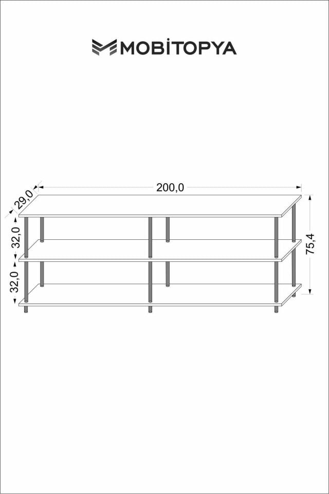 Çevir Kur 200 cm Tv Ünitesi | Açık Raflı Tv Sehpası Ve Çok Amaçlı Düzenleyici Beyaz