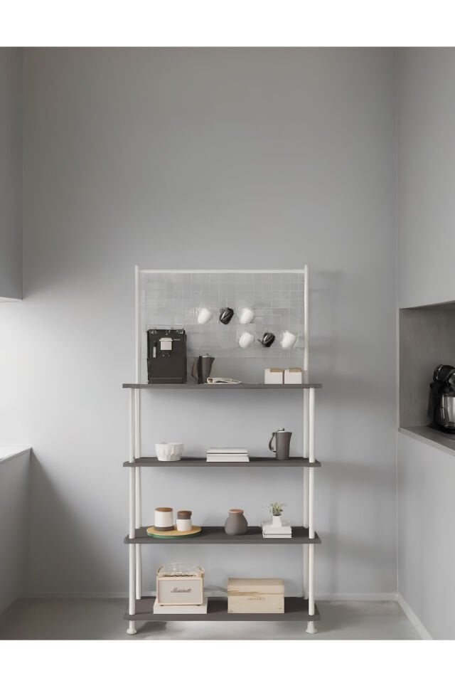 Mobitopya Çevir Kur Antrasit 4 Raflı Kahve Köşesi Dolabı | Mutfak Düzenleyici, Stand, 71x167x35 Cm Antrasit - Beyaz Demir